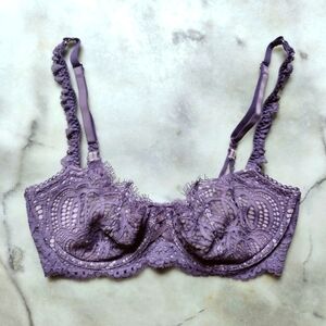 Victoria's Secret Dream Angels Purple Lace Balconette Push Up Unlined Bra, 32D